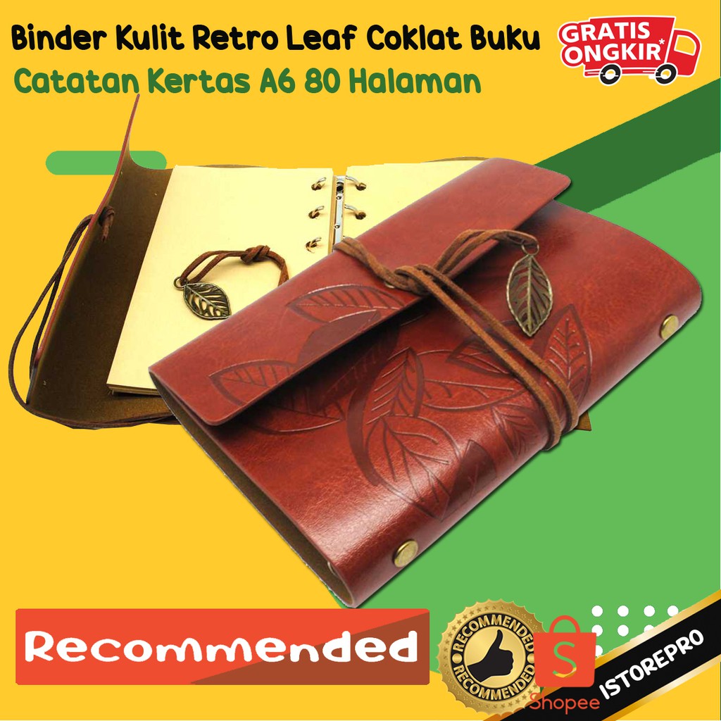 

Binder Kulit Retro Leaf Coklat Buku Catatan Kertas A6 80 Halaman