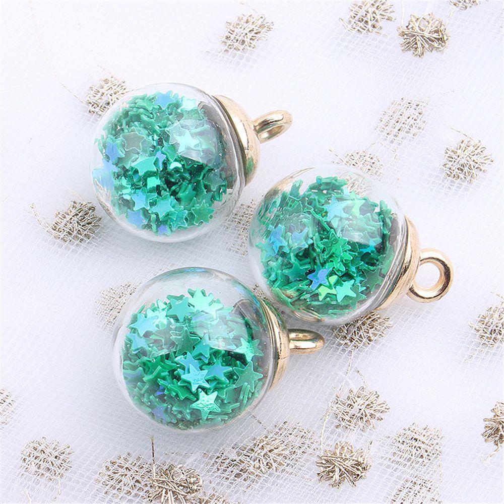 WONDER 20pcs Manik-Manik Kaca Transparan Dekorasi Natal Xmas Aksesoris Perhiasan Liontin Beads Cord Locks Gelang Anting Kristal