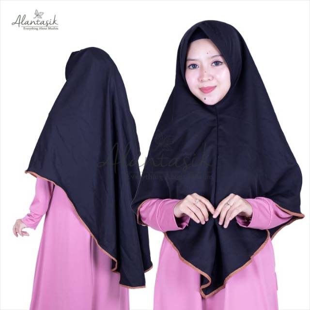 Alatasik - jilbab khimar arima / hijab cantik penguin / jumbo list hitam R.25