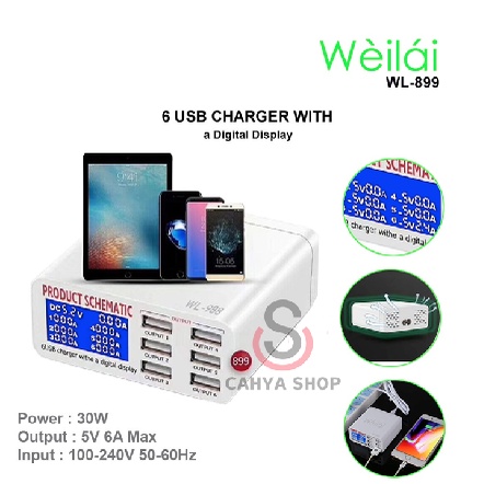 SUPER CHARGER WEILAI WL-899-B 6 PORT USB DIGITAL DISPLAY