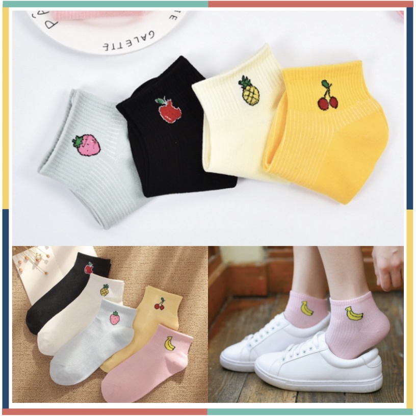 Kaos Kaki Buah Fashion Unisex Wanita Pria Murah Kaus Semata Ankle Socks