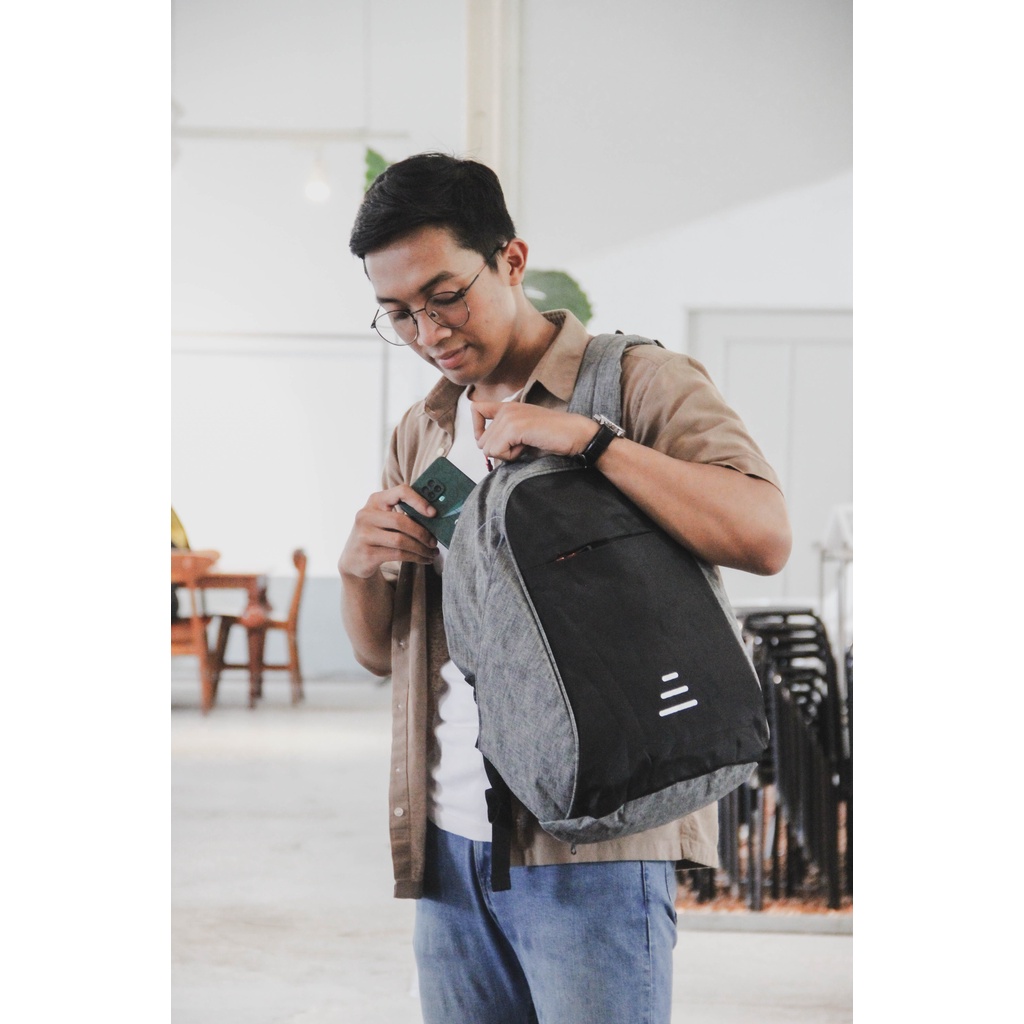 [KLIKTAS] Tas Ransel Pria USB Anti Maling Zigger 348203 Backpack Dinas Kerja Kantoran Bonus Jas Hujan