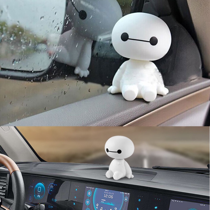 Boneka Robot Baymax Kepala Goyang Untuk Dekorasi Dashboard Mobil