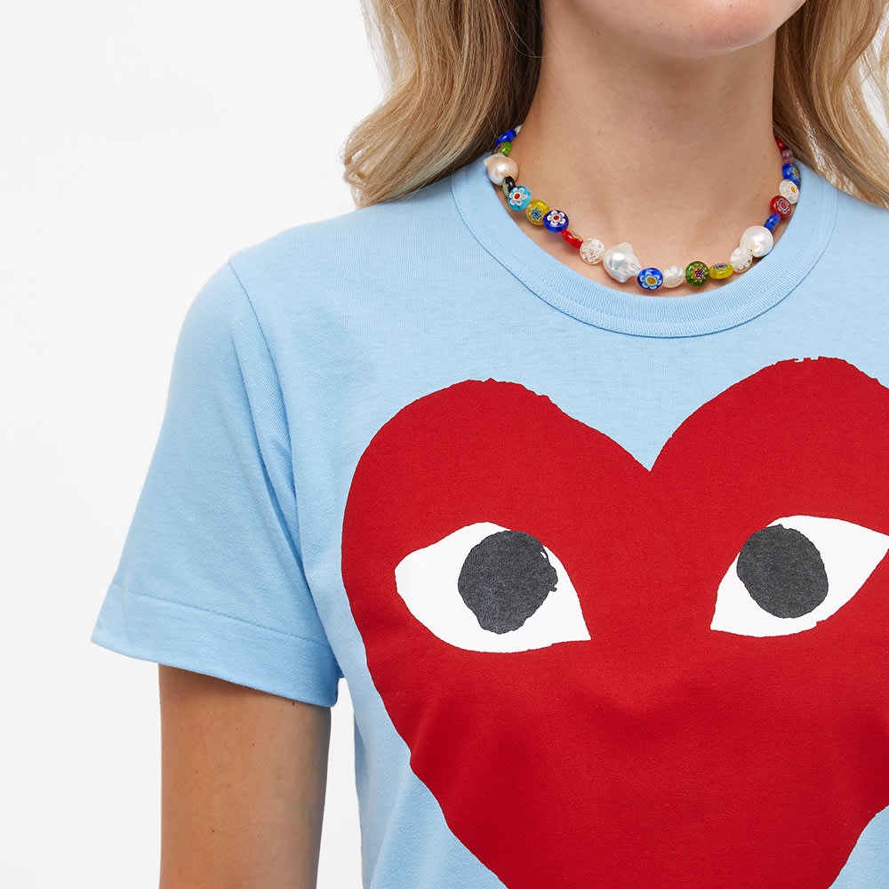 CDG Women Big Red Heart Tee Light Blue 100% Original