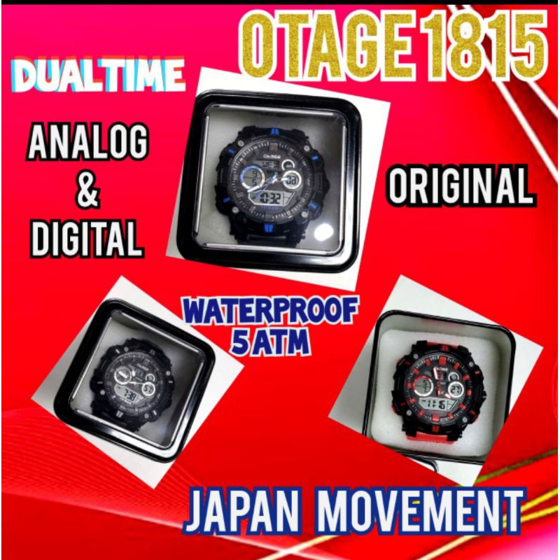 JAM TANGAN SPORT OTAGE 1815 ANTI AIR WATERPROOF 5 ATM JAPAN MOVEMENT PREMIUM FREE BOX