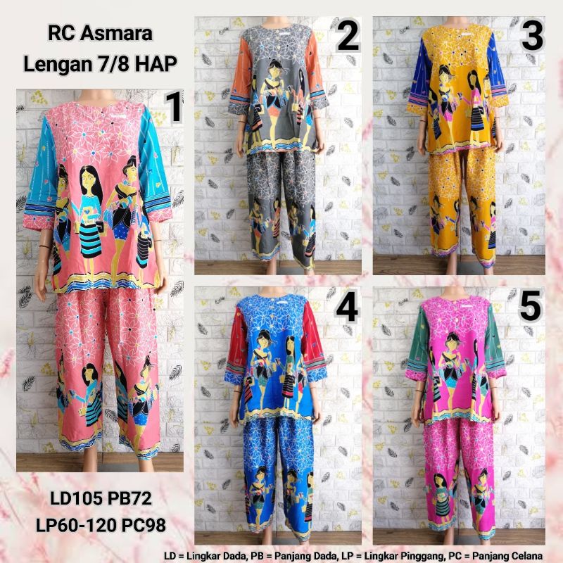 Setelan RC Asmara Lengan 7/8 HAP Piyama Adem Busui BU TEJO RTKR + KTKBG