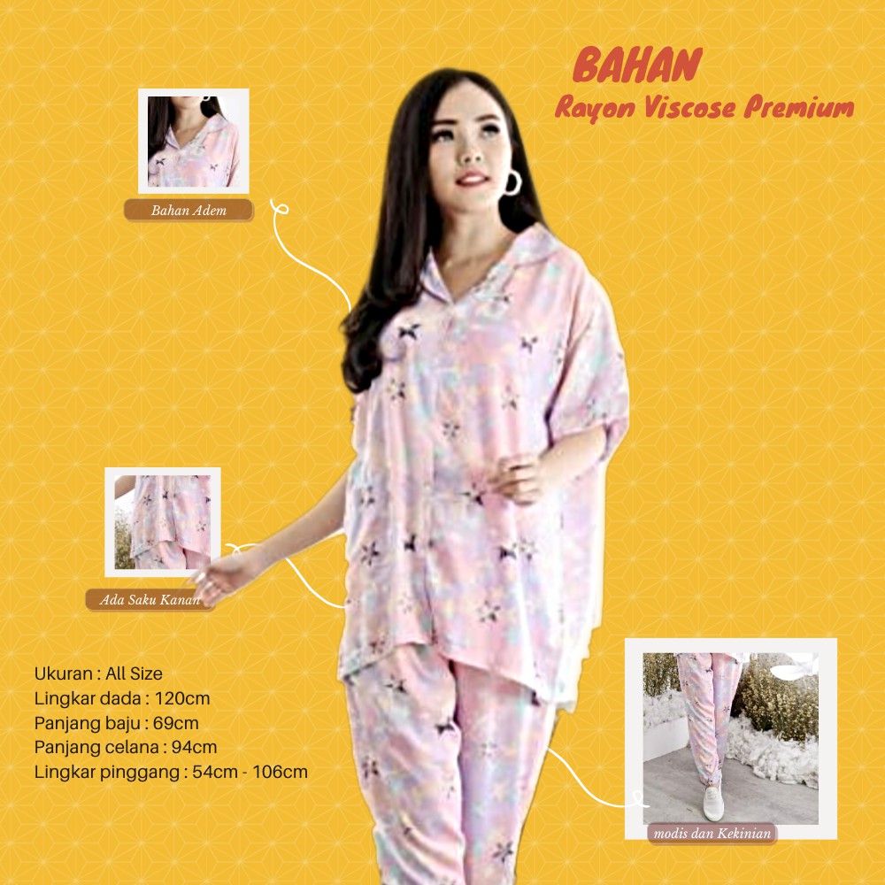 SETELAN TYE DYE PAJAMAS PIYAMA ONE SET TIE DIE WANITA LENGAN PENDEK CELANA PANJANG VALORA UNGU