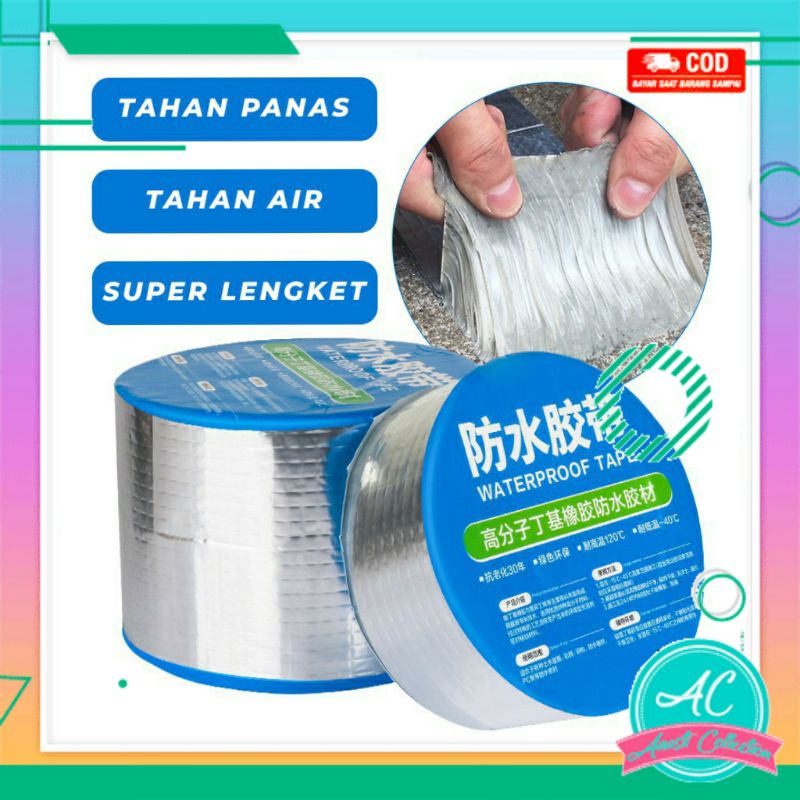 5 meter Lakban lem anti bocor talang alumunium foil super rekat plester ember pipa besi PVC waterproof