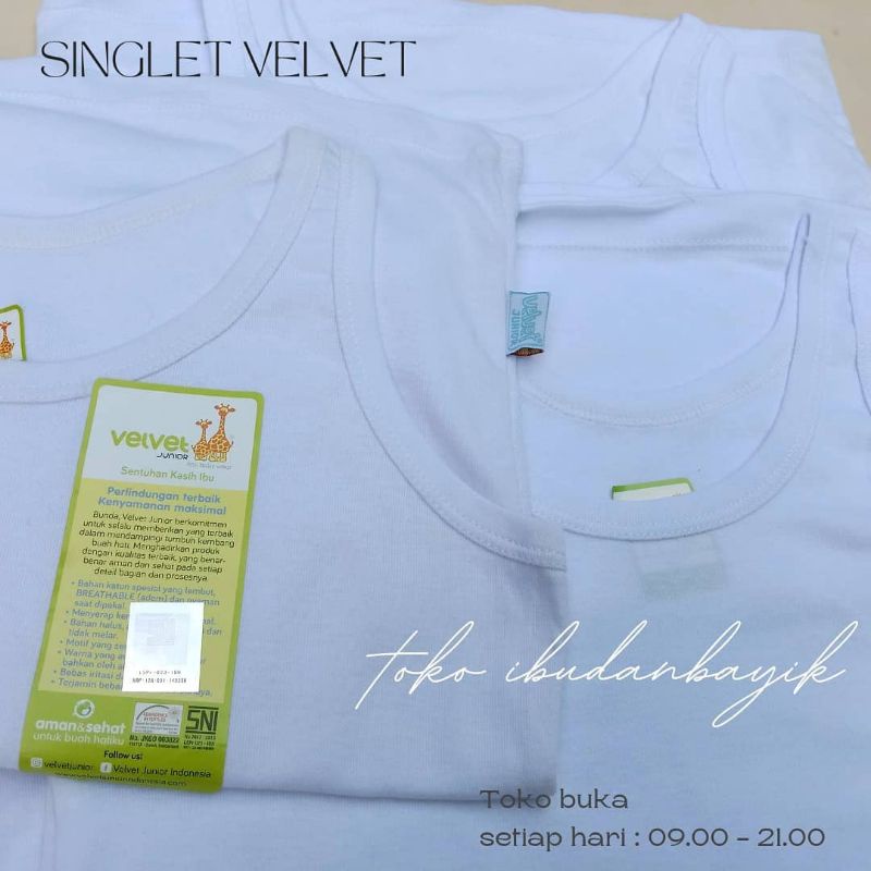 [COD] Ready Stock New Kaos Dalam Singlet Velvet Junior size 0,XS, S,M,L, 4L,5L,6L,7L