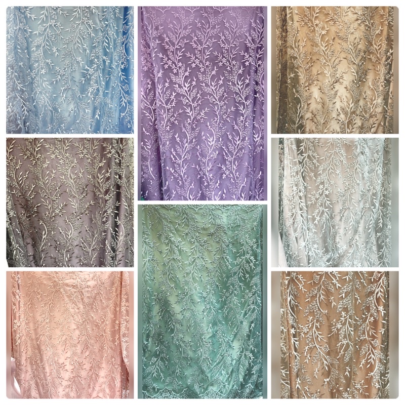 Bahan Kain Tile Gliter Motif bordir untuk Gamis Kondangan Kebaya Wisuda Lamaran dan Seserahan Acara 