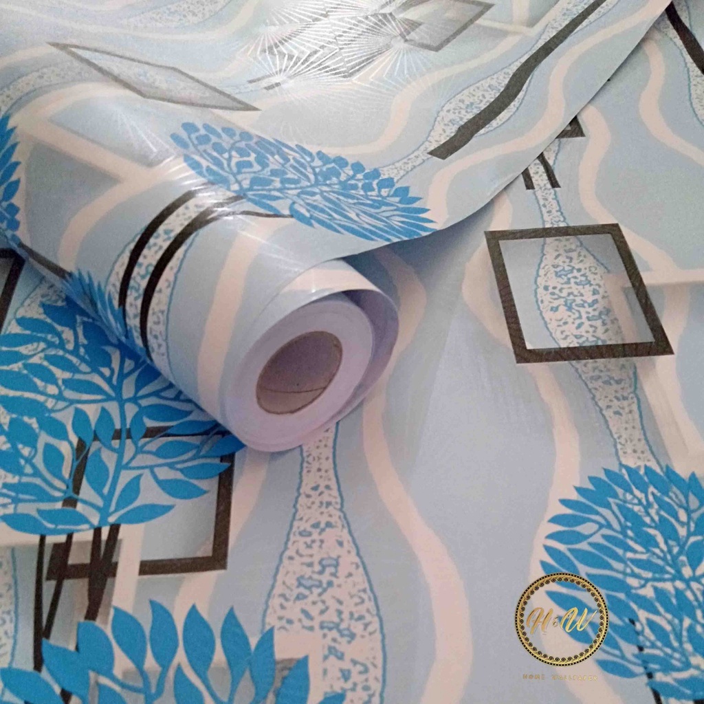 Wallpaper Dinding 10 Meter x 45cm / Bahan PVC Anti Air / Motif Dendolion New Biru