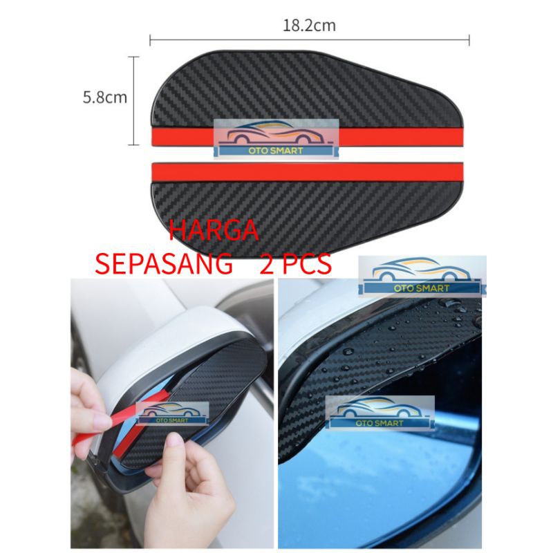 Talang Air Spion Mobil Motif Sporty / Topi Penahan Dan Pelindung Spion Mobil