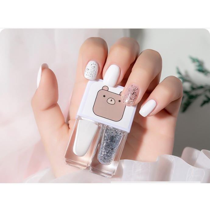 2IN1 kutek Korea Lucu 2 Warna  Nail polish Peel off