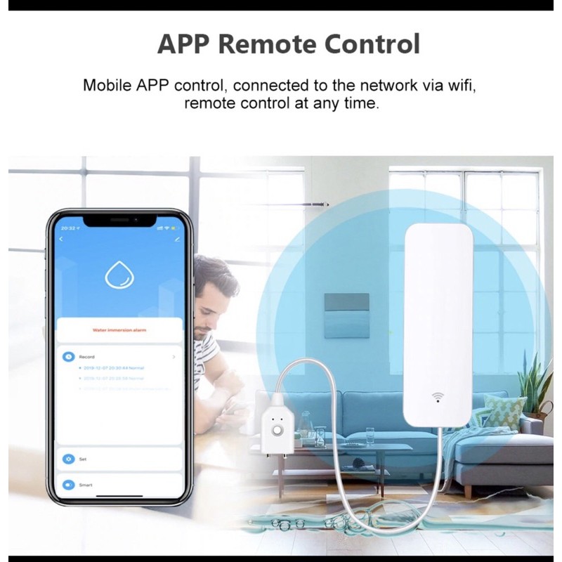 AVATTO Smart Home Sensor Alat Pendeteksi Banjir kebocoran air WS06- White