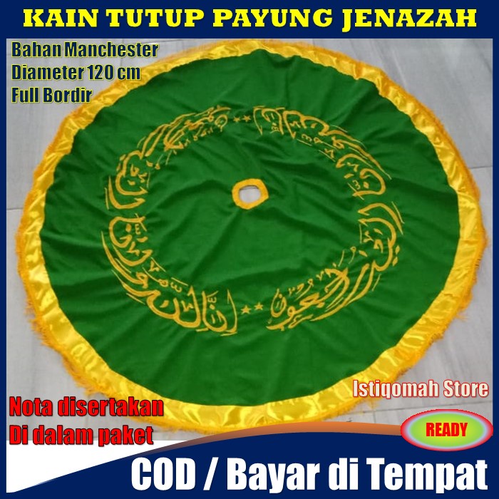 Jual Kain Tutup Penutup Keranda Jenazah + Kain Payung Keranda Jenazah Full Bordir PALING MURAH - Kain Penutup Keranda Mayat &amp; Kain Tutup Payung Keranda Kematian Full Bordir Tasikmalaya Bahan Manchester Warna Hijau Muda TERLARIS