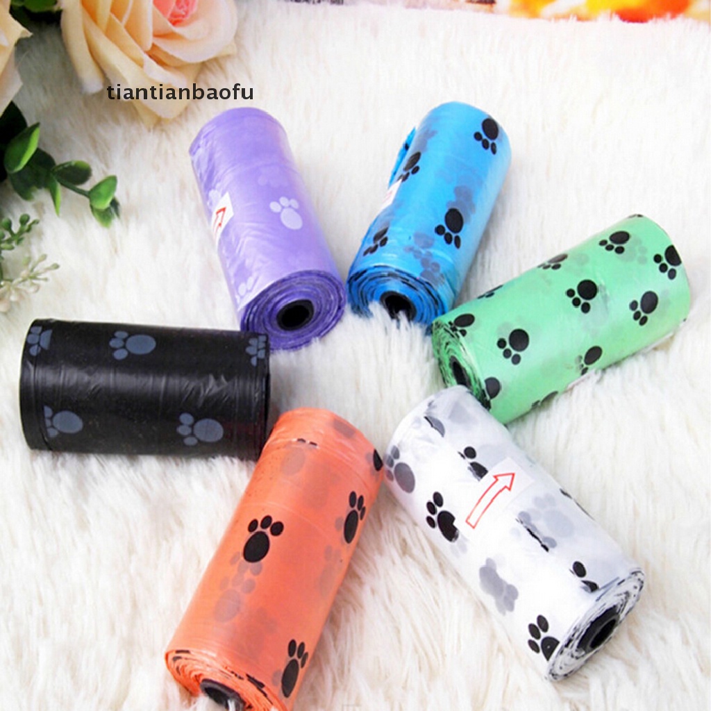 1 Roll / 15 Pcs Tas Pembersih Kotoran Anjing Peliharaan 1 Roll / 15 Rol Untuk Anjing