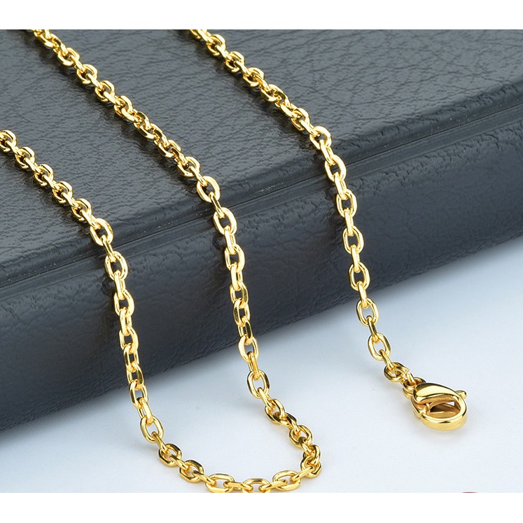 Kalung Rantai Pria Dan Wanita Titanium Anti Karat Dan Luntur warna emas dan silver