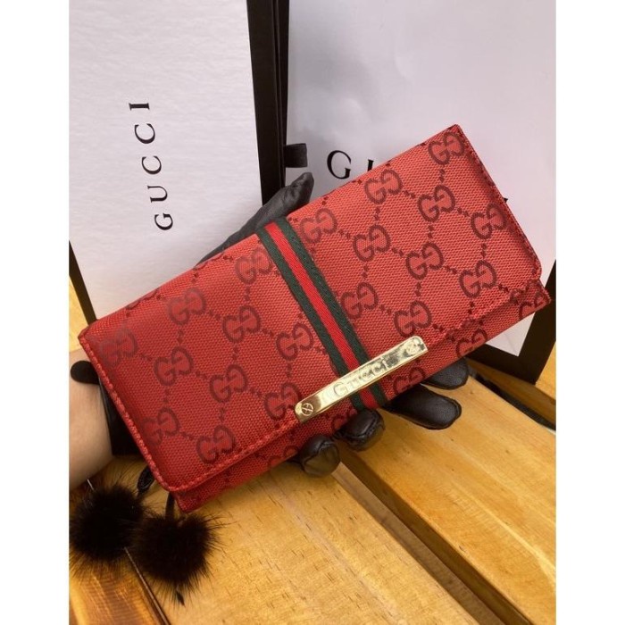 

(TERLARIS) Terbaru! DOMPET LIPAT "GUCCAY"KANVAS FREE BOX+PAPERBAG - Merah