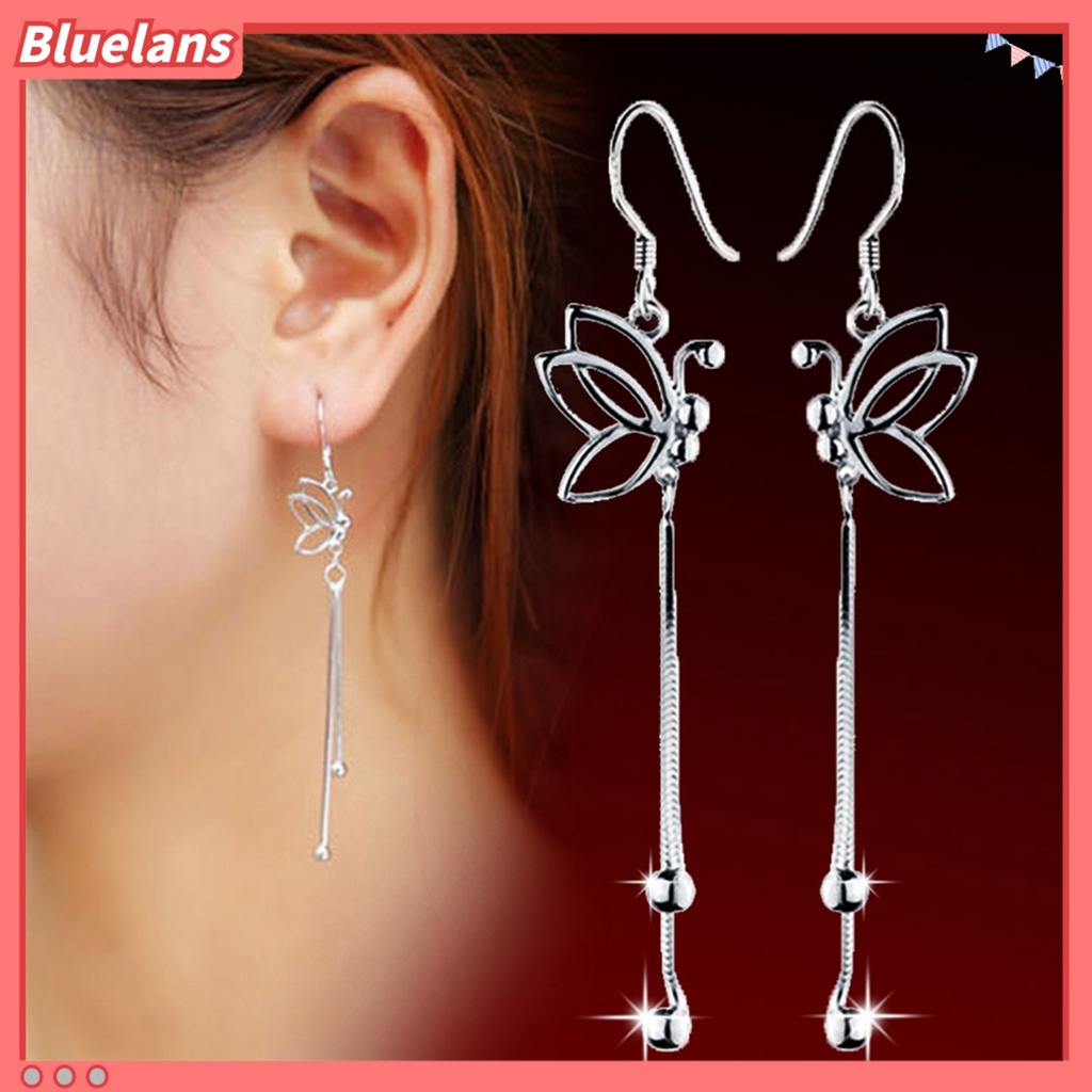 Bluelans Women Elegant Butterfly Dangle Long Chain Line Alloy Hook Earrings Jewelry Gift