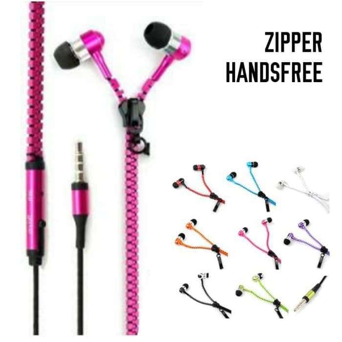 Headset Handsfree Earphone Motif Desain ZIPPER T-04 Grosir