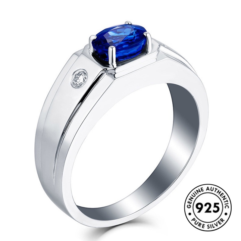 Cincin Sapphire Water Drop Bahan S925 Silver