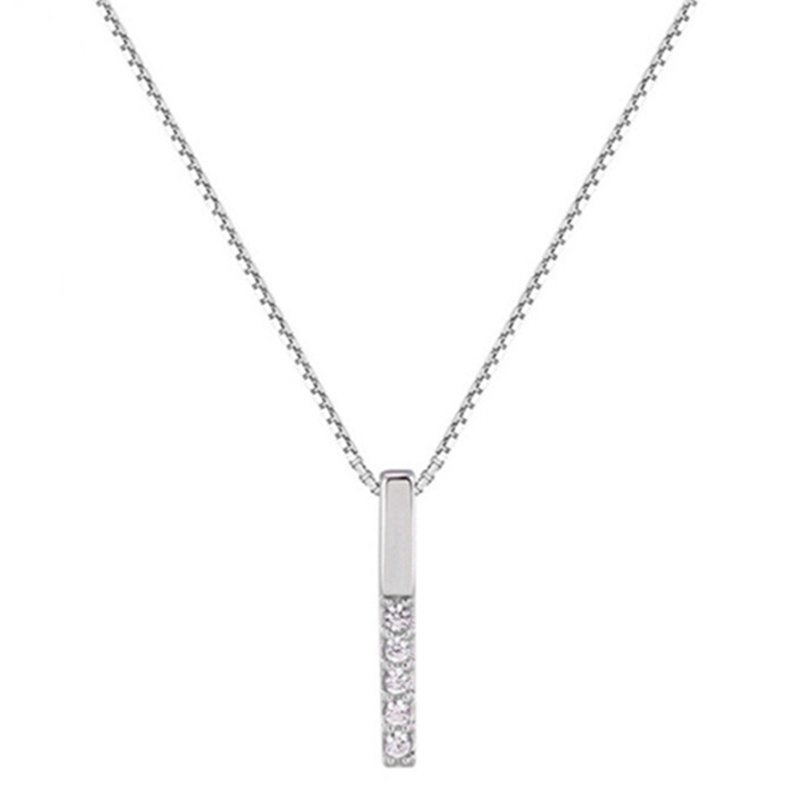 Kalung Rantai Sterling Silver 925 Dengan Liontin Geometri Aksen Zircon Untuk Wanita
