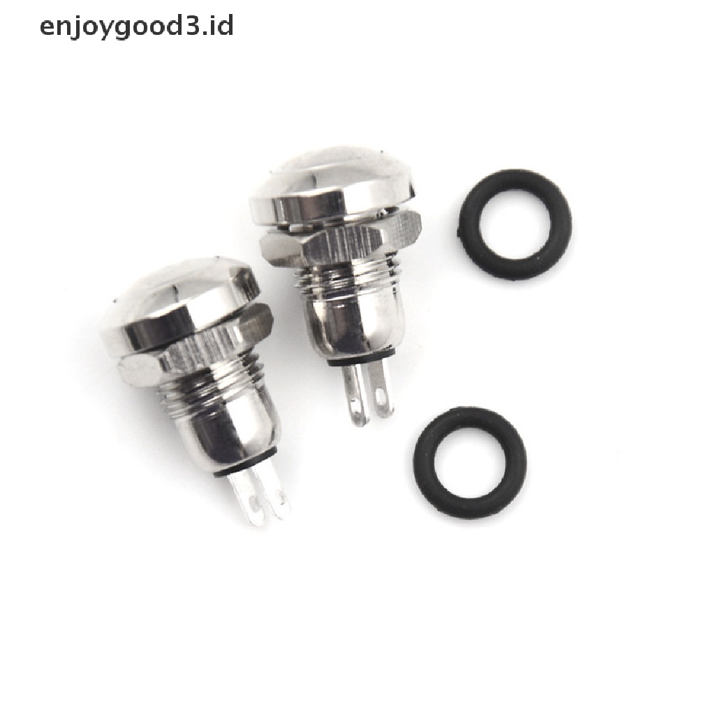 (Dd) 2pcs Saklar Tombol Tekan Momentary Mini 2pin 8mm Anti Air Bahan Metal