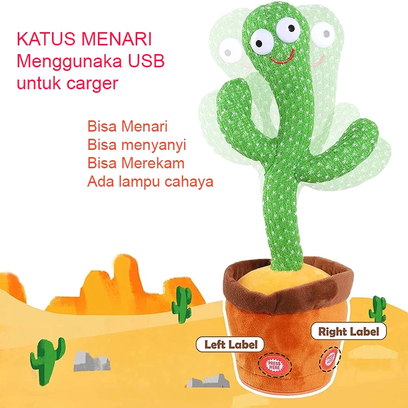 Boneka Pintar Kaktus Joget Dancing Cactus Toy Joget Joged Dancing