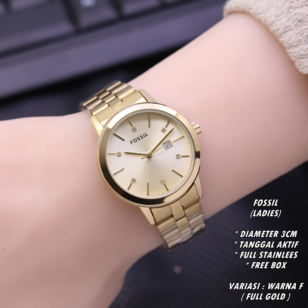 JAM TANGAN WANITA FASHION RANTAI BODY BULAT TANGGAL AKTIF