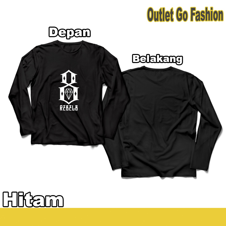 Kaos Distro Pria Rebel Eight 4 T Shirt Baju Cotton Combed 30s Lengan Panjang Distro Premium Terbaru