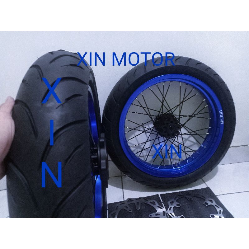 Sepaket Velg Expedition Supermoto Yamaha WR 155 Tromol scarlet dan Expedtion plus Ban jumbo PNP