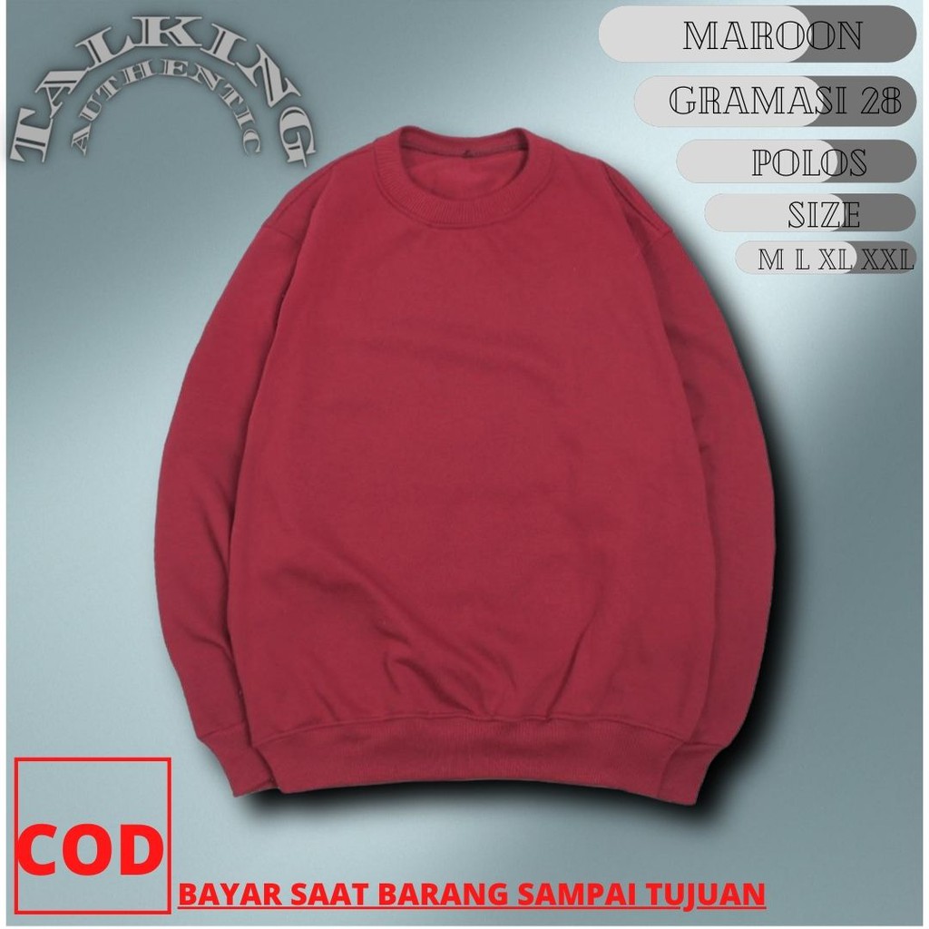 Crewneck Polos Maroon Pria Wanita Sweater Polos Jaket Switer Pria Wanita Jumbo Tebal Cooton Premium