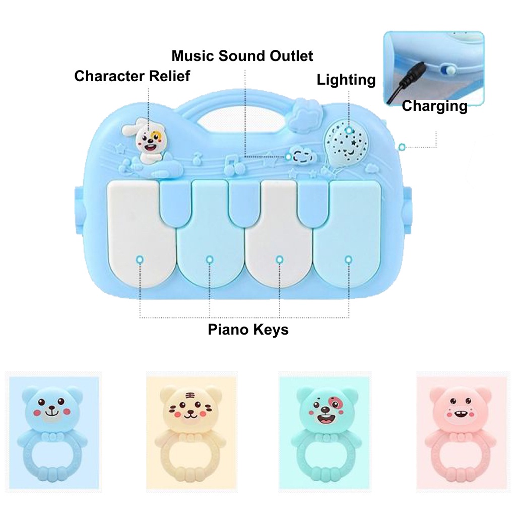 ☀ INDOLAND ☀ Baby Play Gym Mainan Anak Bayi Rattle &amp; Piano Playmat Matras / Kasur Bayi Playgym Musical T005