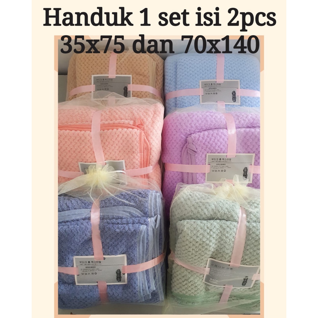 Handuk Tebal 1 Set isi 2pcs/ Handuk Mandi Microfiber Dewasa