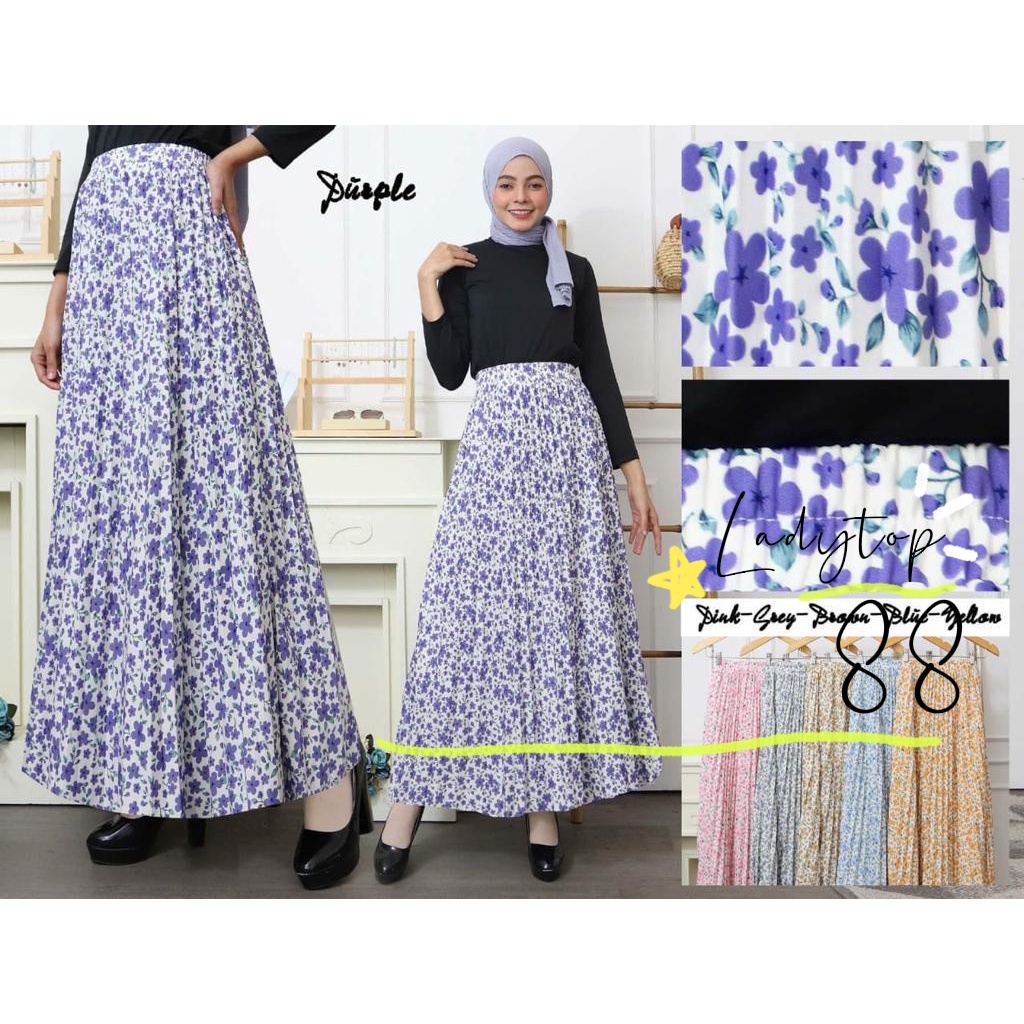 ROK PLISKET MOTIF BUNGA FLAX SAKURA BAHAN HYGET PREMIUM // ROK MOTIF BUNGA TERBARU // ROK PLSIKET MOTIF DEWASA