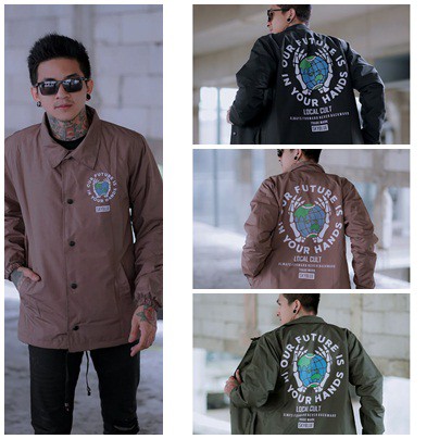 OUTERWEAR - JAKET PRIA -JAKET PARASUT PRIA - JAKET COACH WORLD HITAM MOCCA ARMY CRANIO ORIGINAL