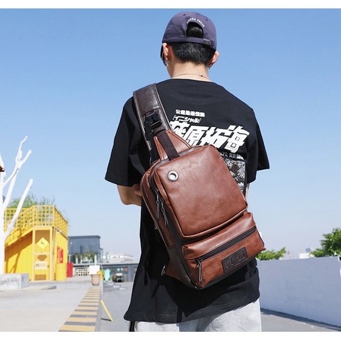 F155W Tas Slempang Cowok Distro Alto Souvenir Santai Sekolah Kuli LD239  (Combat) - Hitam