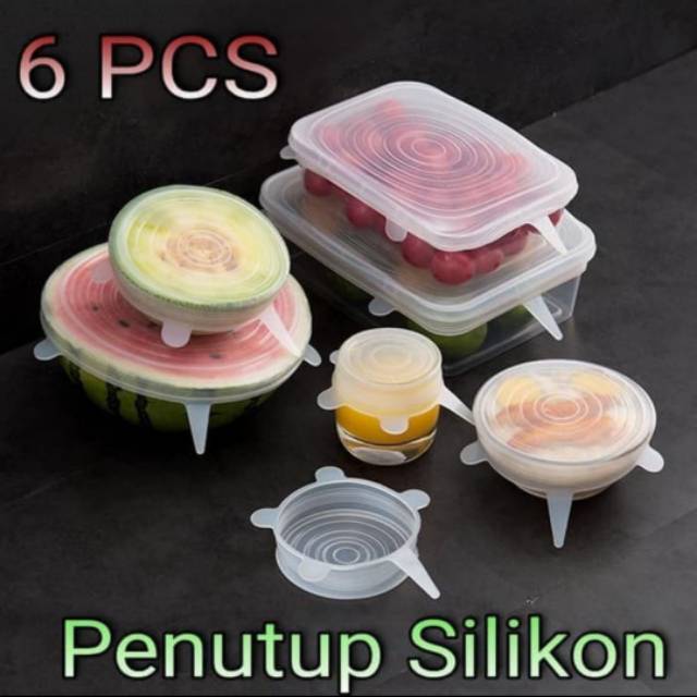 Penutup Silicon Serbaguna | Penutup/wadah makanan 6in1| Tutup Panci mangkok gelas buah dll