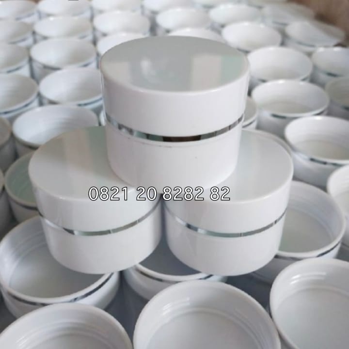 POT KOSMETIK 15GR PUTIH FLAT LIS SILVER POT CREAM 15GR TEBAL POT SKINCARE WHITE LIS SILVER TUTUP FLA