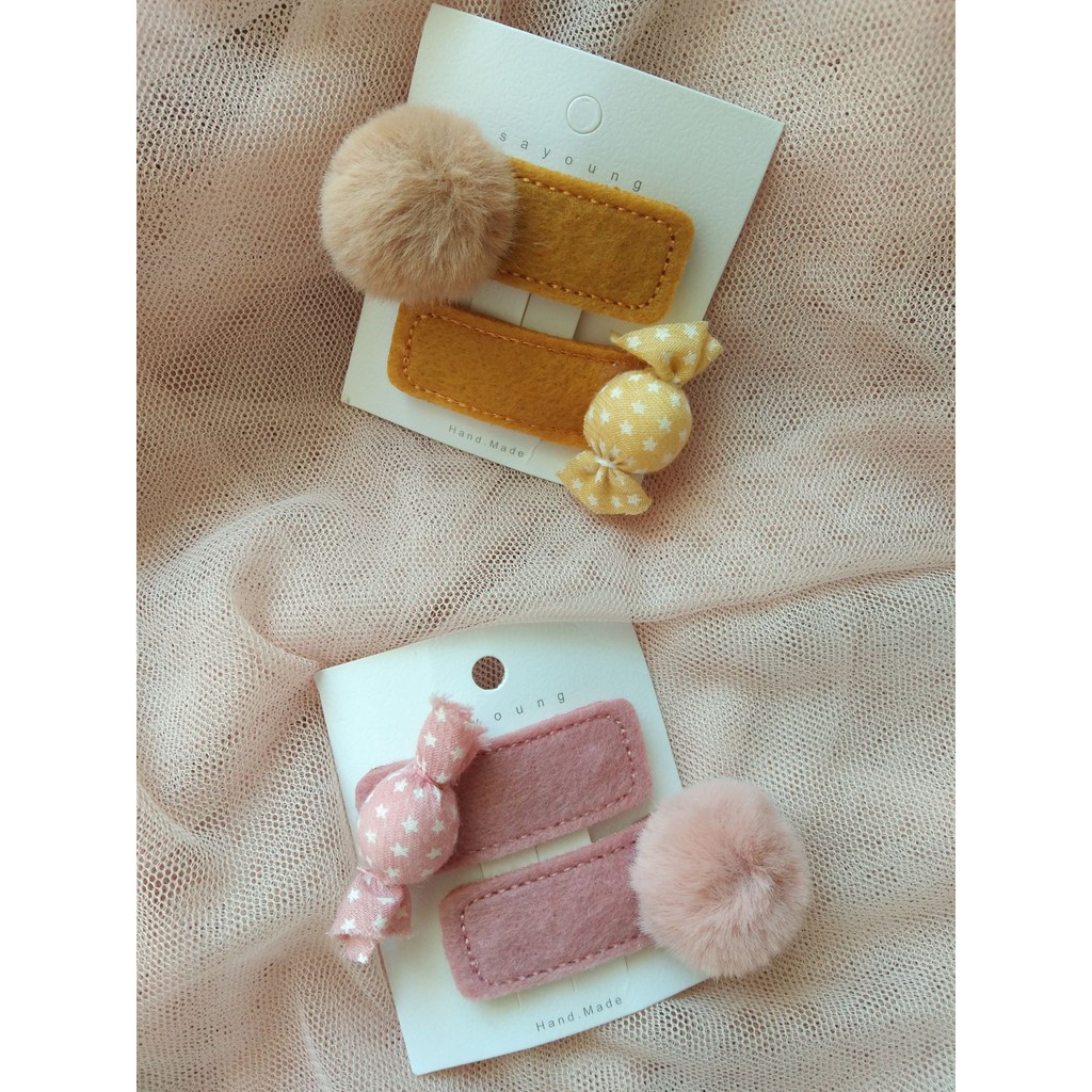 set hair clip pom2 candy