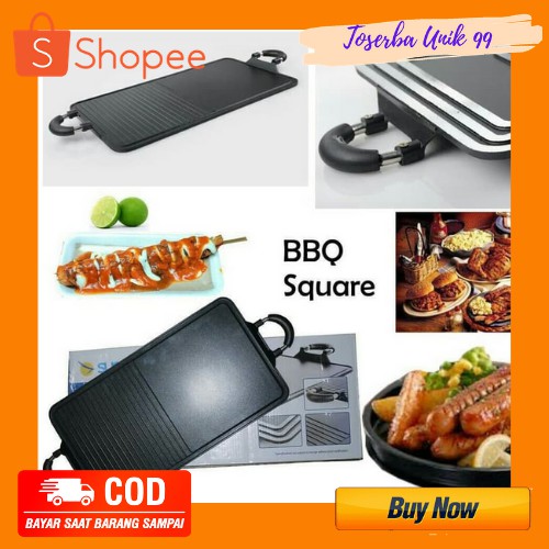 Suggo Grill Pan Teflon 2 In 1 Alat Bakar Sate Daging Bbq Square