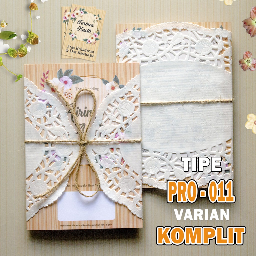 Cetak Undangan Pernikahan Rustic, Vintage, Motif Wood