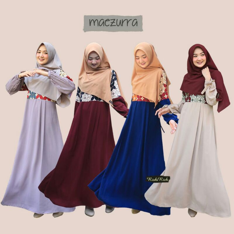 Gamis Maezurra polos mix batik bahan ity crepe original