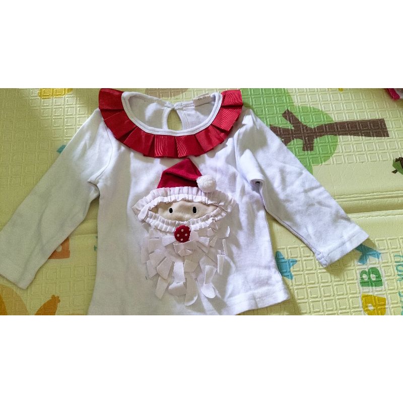 Baju lengan panjang anak perempuan/ baju natal/ putih merah preloved