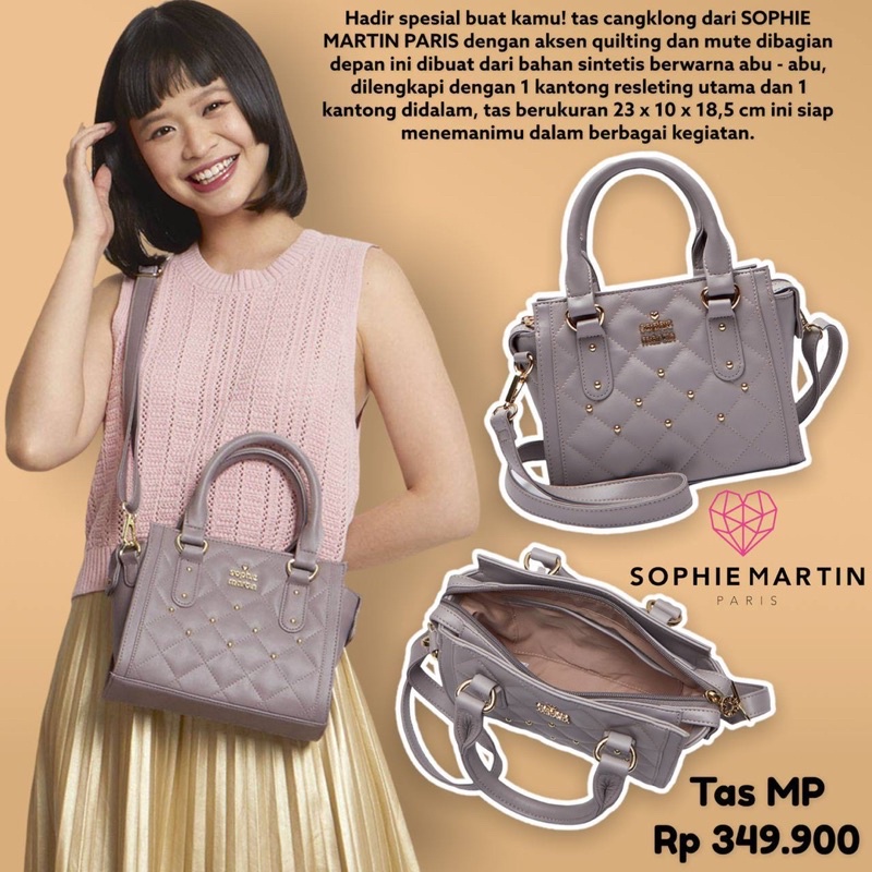 Tas Wanita Sophie Martin Paris Bordiola Grey