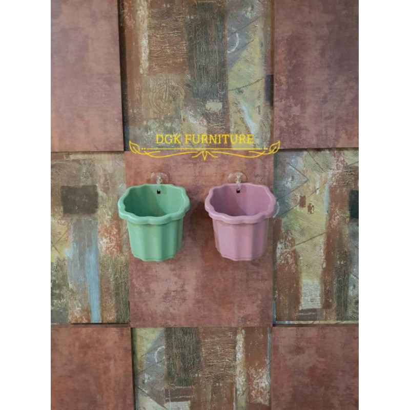 Pot Bunga Dinding Plastik Pot Bunga Tempel Berwarna Murah Diameter 17.4 cm