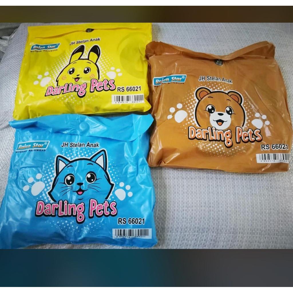 FELWINSHOP Jas Hujan Anak Tk Paud Jaket Celana Lucu Darling Pets