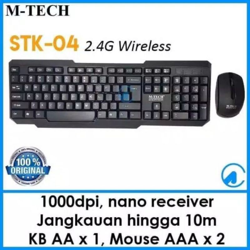 keyboard mouse wireles combo m-tech stk-04