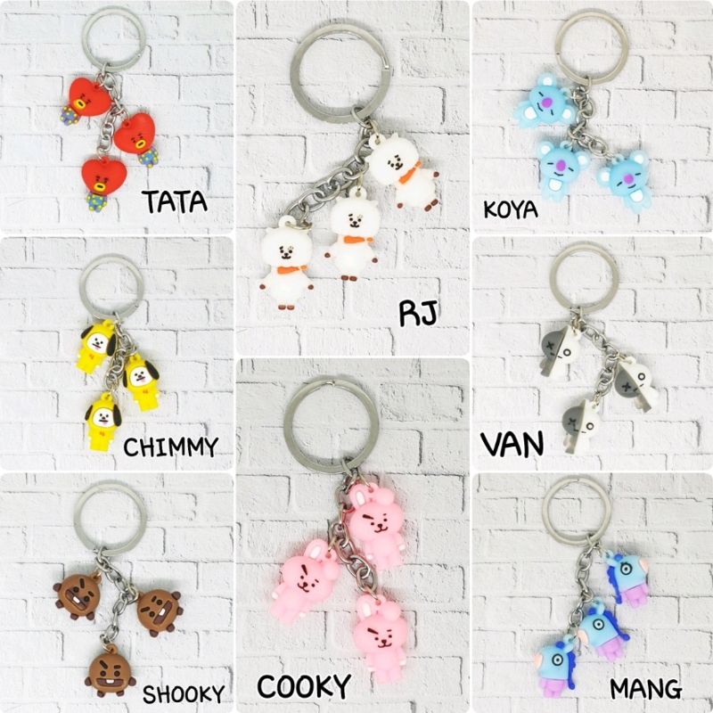 Gantungan Kunci KPOP Lucu Karakter Bangtan Boys BT21 BTS  3 boneka kecil Import Best Seller