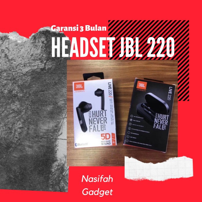 TWS JBL LIVE 220 EARPHONE HEADSET BLUETOOTH WIRELESS SUPERBASS - Putih